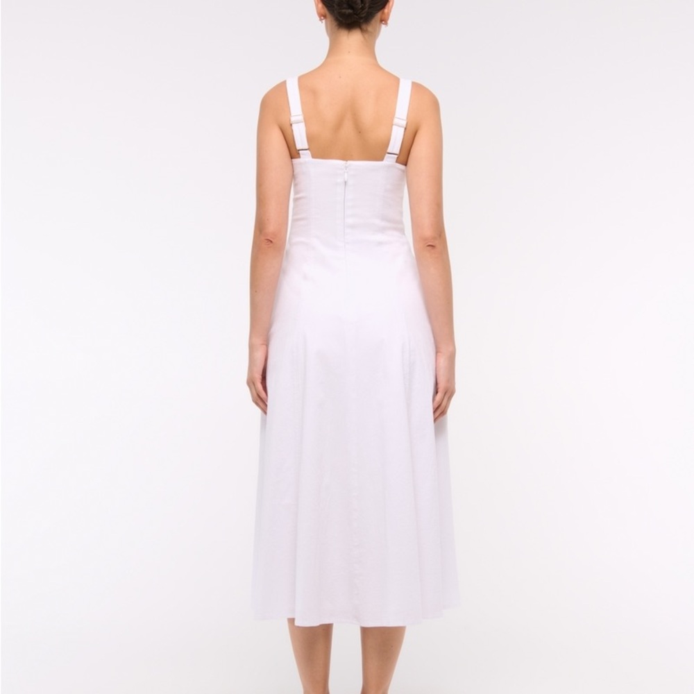 Abercrombie and Fitch Stretch Linen Blend White dress size large - Picture 3 of 11
